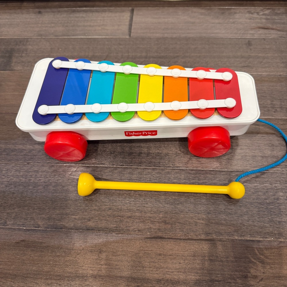 Fisher-Price Classic Xylophone Musical Pull Toy Rainbow 8 Keys